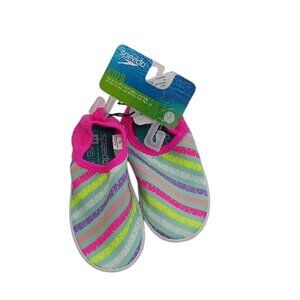 Speedo Water Shoes Pink Multi Slip On Bootie UV Protection Girls Size M 7/8